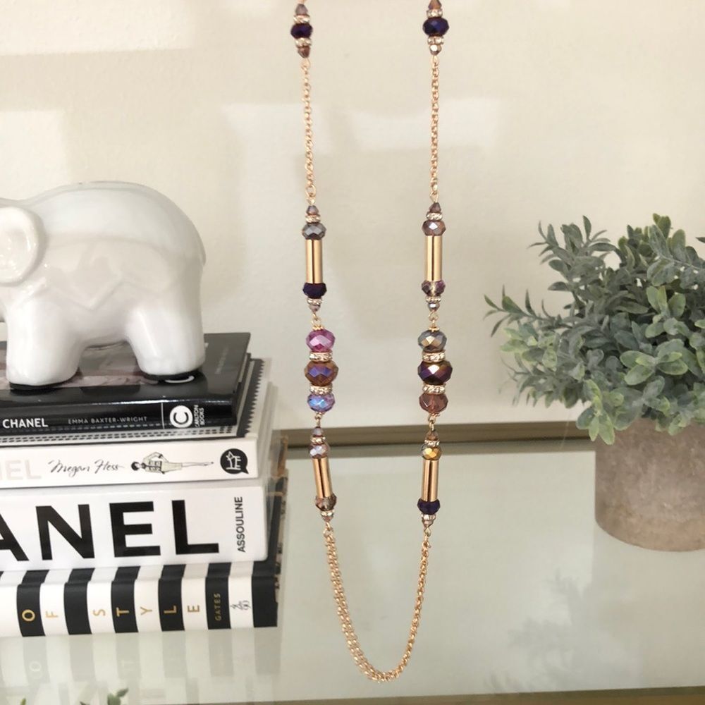 Beaded long chain necklace